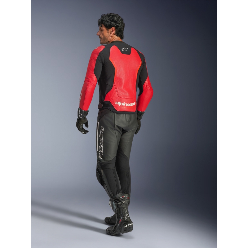 Alpinestars GP Force V2 Airflow usnjena motoristična jakna fluo rdeča-črno-bela