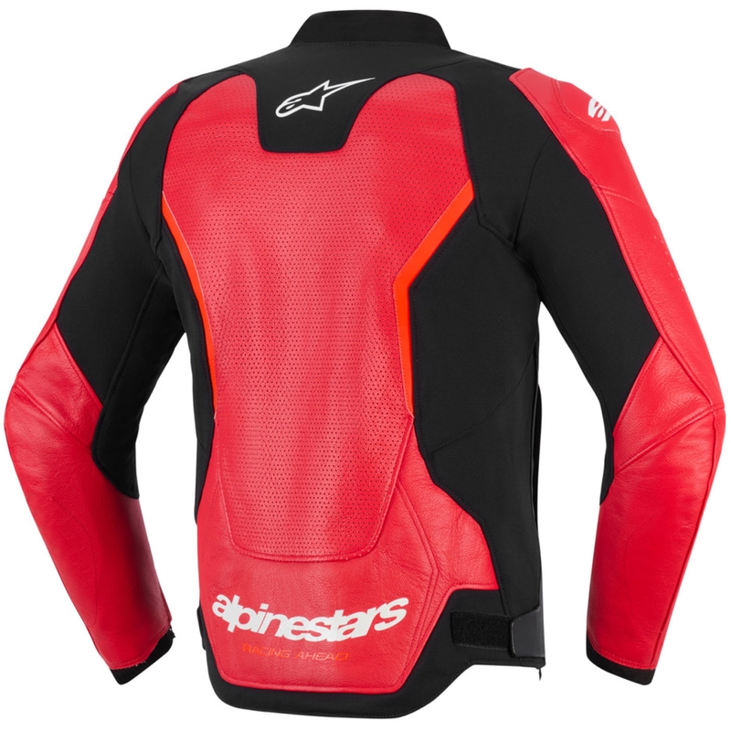 Alpinestars GP Force V2 Airflow usnjena motoristična jakna fluo rdeča-črno-bela