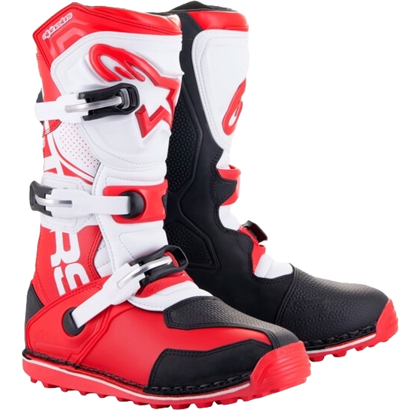 Alpinestars Tech Trial belo-rdeče-črni motoristični škornji
