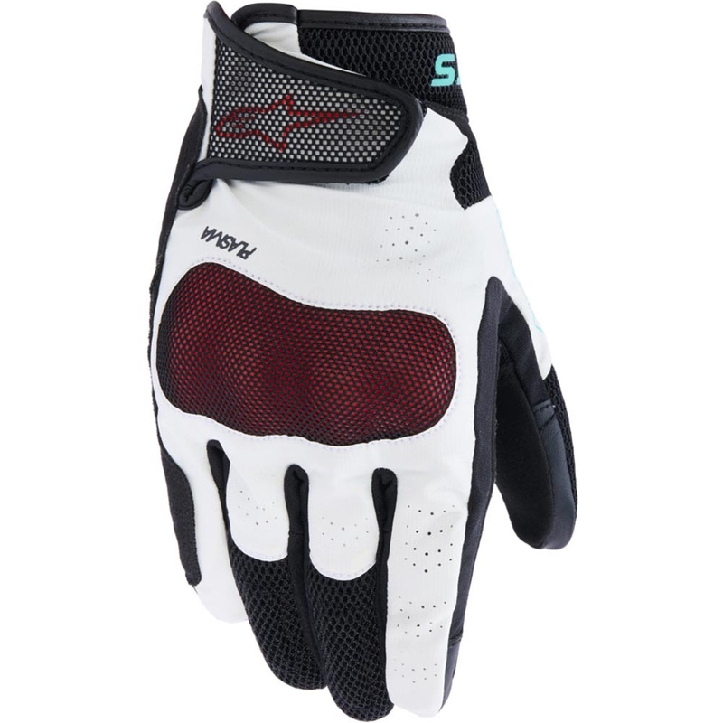 Ženske motoristične rokavice Alpinestars Stella Mogress Airflow, bele-črne-turkizne