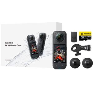 Akcijska kamera Insta360 X5 za motoriste v črni barvi