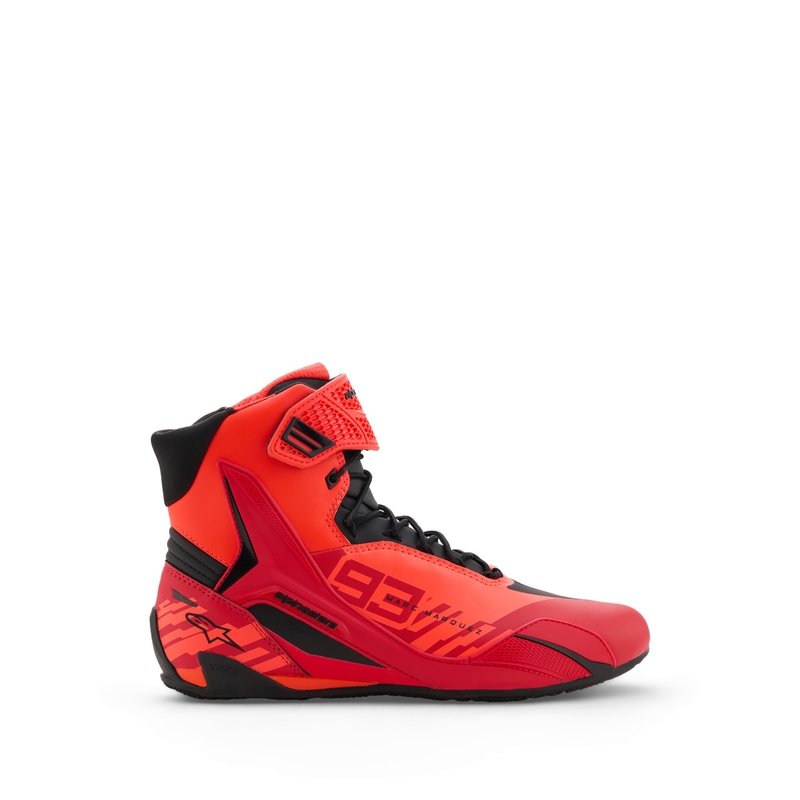 Moto škornji Alpinestars Faster-4 MM93, kolekcija fluo, rdeče-rdeče-črni