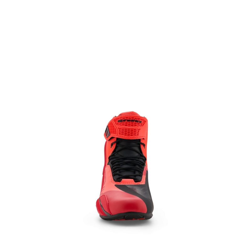 Moto škornji Alpinestars Faster-4 MM93, kolekcija fluo, rdeče-rdeče-črni