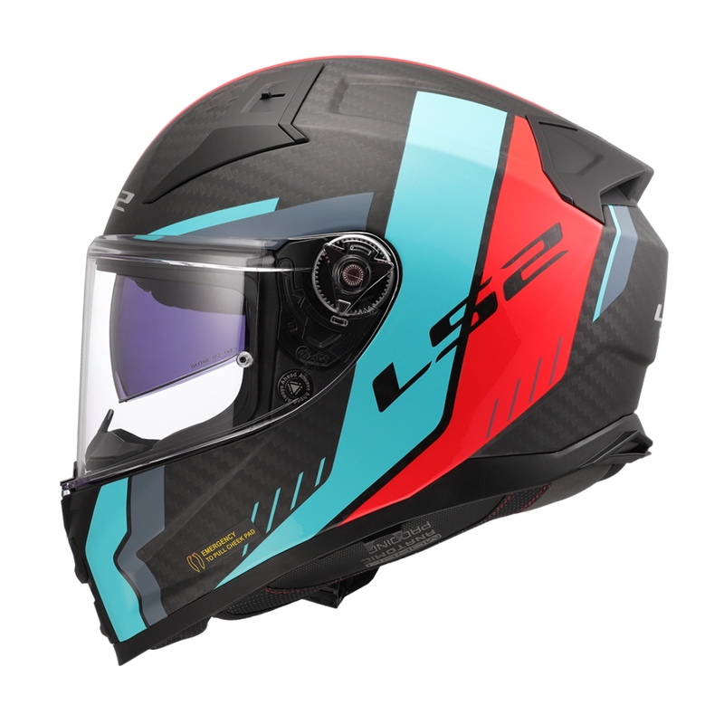 Celoobrazna motoristična čelada LS2 FF811 Vector II C Grid rdeče-turkizna - II. kakovost