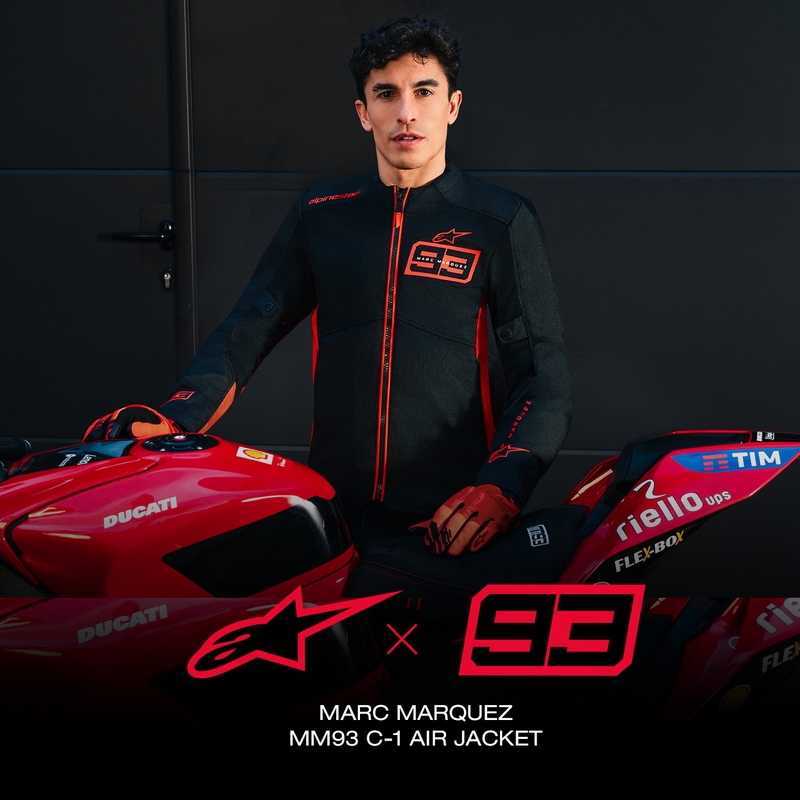Moto jakna Alpinestars C-1 AIR MM93, fluo kolekcija, rdeče-rdeče-črna