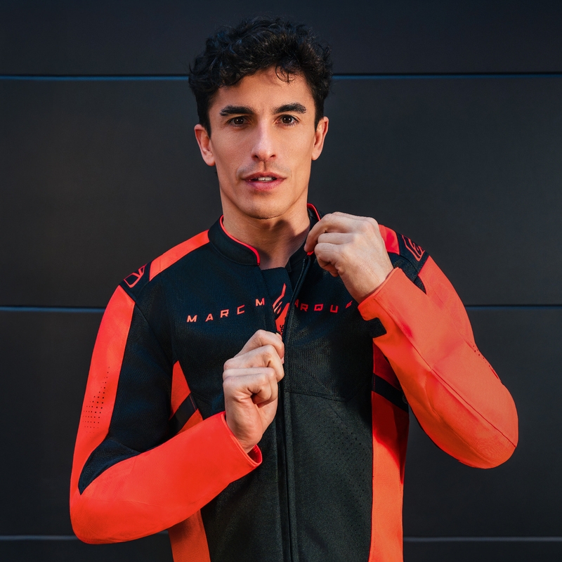 Moto jakna Alpinestars T-SPS Air V2 MM93, kolekcija fluo, rdeče-črna