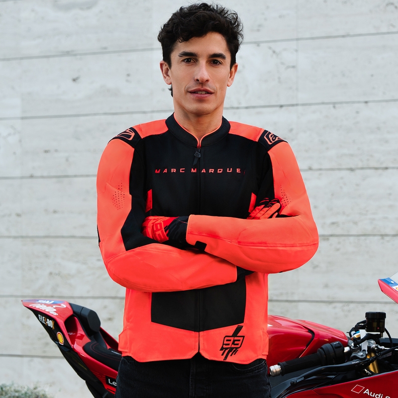 Moto jakna Alpinestars T-SPS Air V2 MM93, kolekcija fluo, rdeče-črna