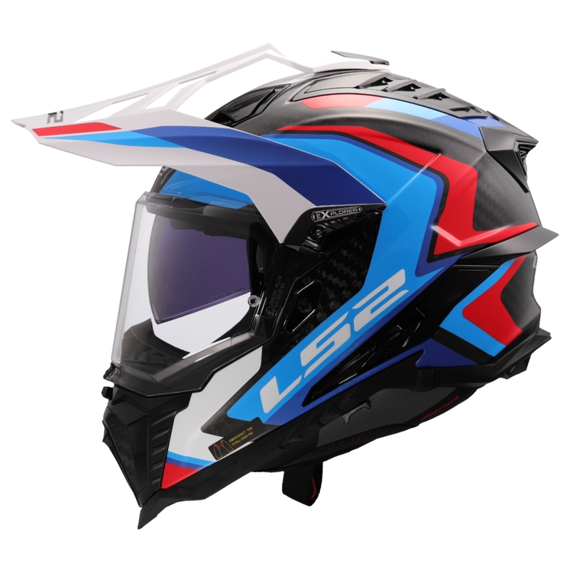 Enduro motoristična čelada LS2 MX701 Explorer C Frontier II belo-modra - 2. kakovost - II. kakovost