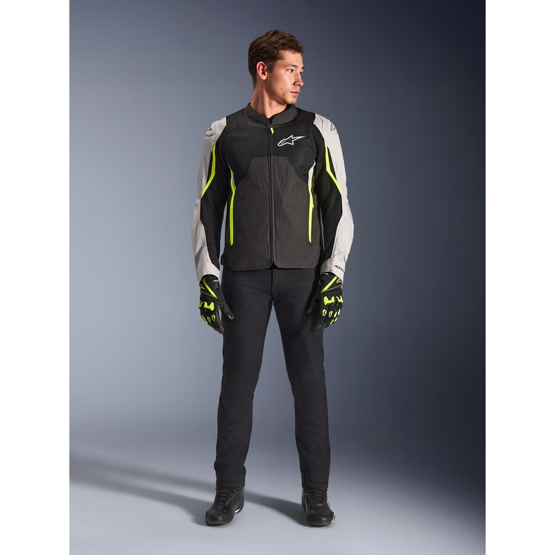 Moto jakna Alpinestars AST V3 Air bela-fluo rumena-črna
