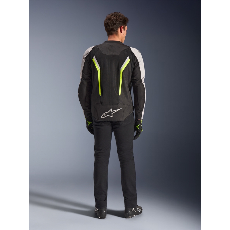 Moto jakna Alpinestars AST V3 Air bela-fluo rumena-črna