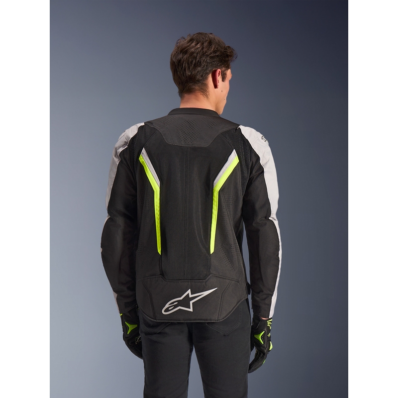 Moto jakna Alpinestars AST V3 Air bela-fluo rumena-črna