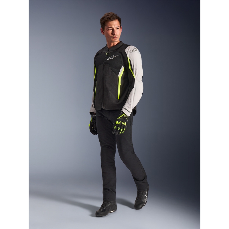 Moto jakna Alpinestars AST V3 Air bela-fluo rumena-črna