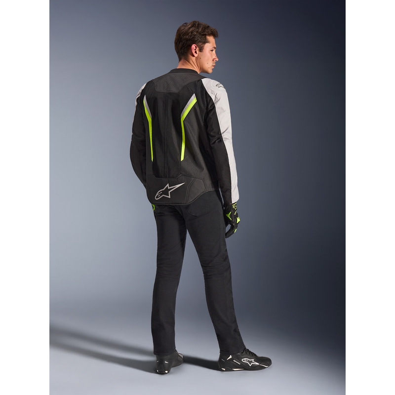 Moto jakna Alpinestars AST V3 Air bela-fluo rumena-črna