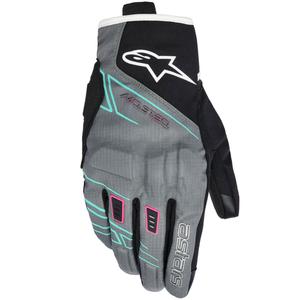 Ženske motoristične rokavice Alpinestars STELLA MOBLAST WATERPROOF sivo-črne-fluo roza-turkizno-bele