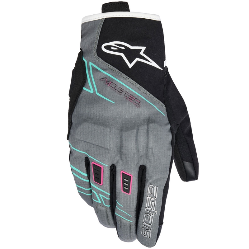 Ženske motoristične rokavice Alpinestars STELLA MOBLAST WATERPROOF sivo-črne-fluo roza-turkizno-bele
