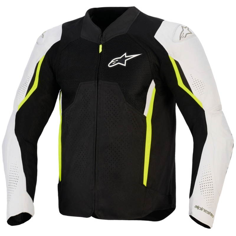 Moto jakna Alpinestars AST V3 Air bela-fluo rumena-črna