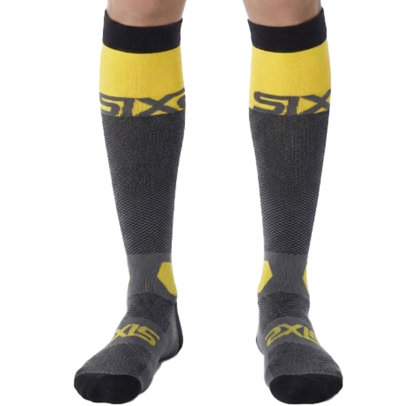 Funkcionalne dokolenke SIXS LONG RACING V2 temno sivo-rumene