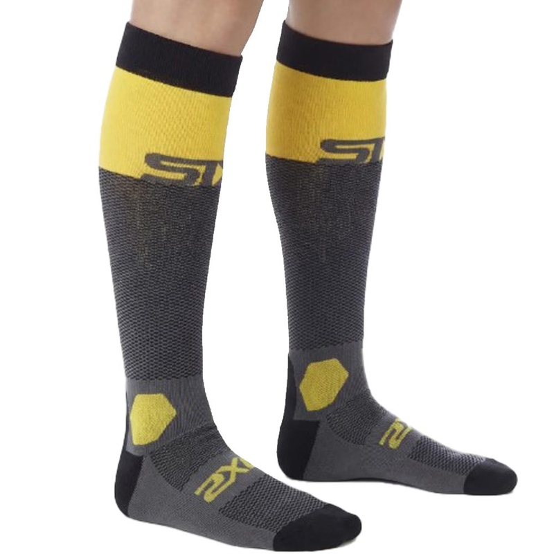 Funkcionalne dokolenke SIXS LONG RACING V2 temno sivo-rumene