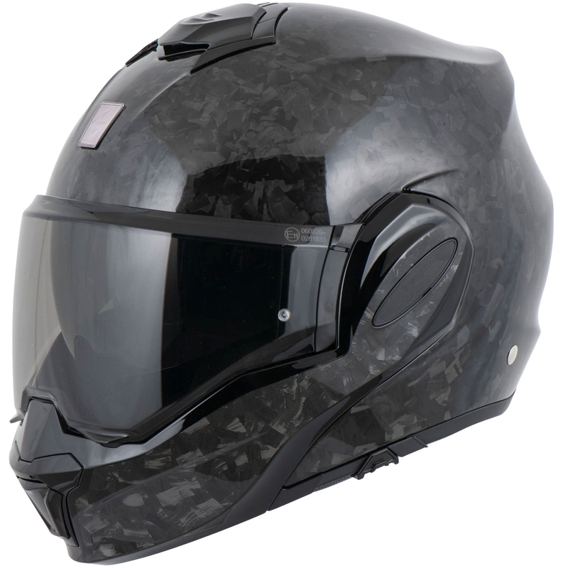 Scorpion EXO-TECH EVO ONYX CARBON Solid preklopna motoristična čelada črne barve