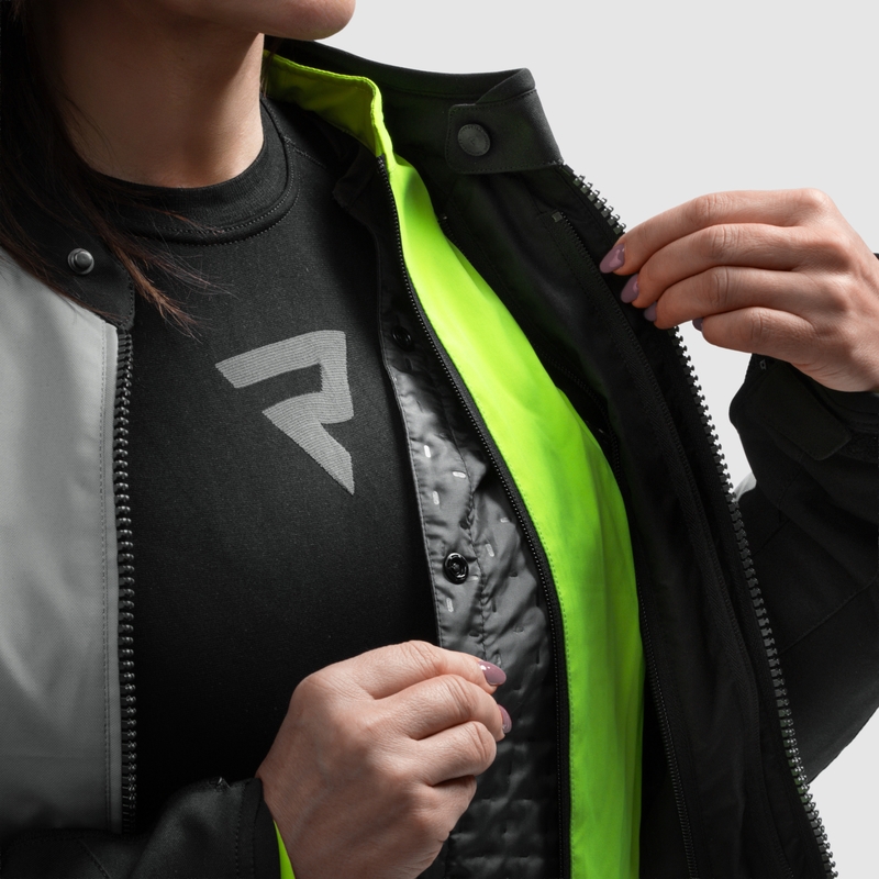 Ženska motoristična jakna Rebelhorn Swift svetlo sivo-fluo rumena