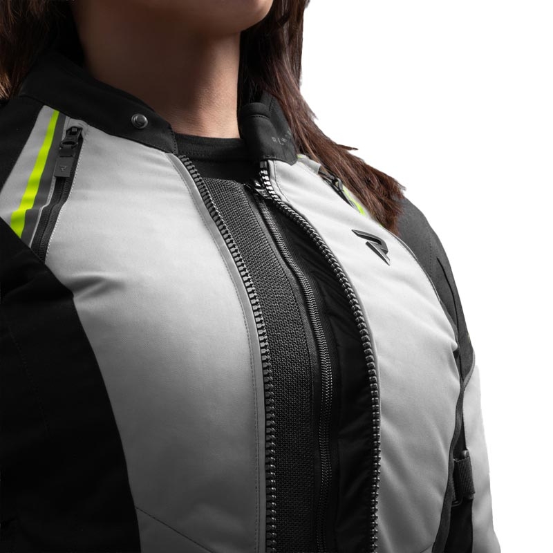 Ženska motoristična jakna Rebelhorn Swift svetlo sivo-fluo rumena