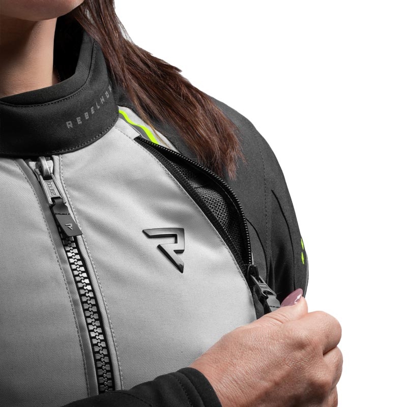 Ženska motoristična jakna Rebelhorn Swift svetlo sivo-fluo rumena