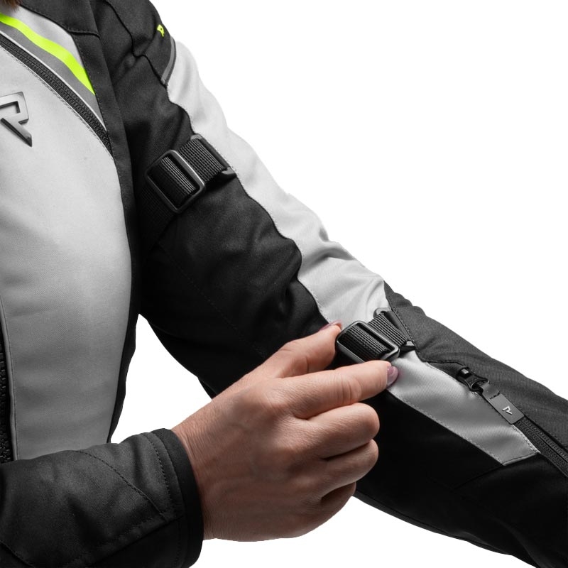 Ženska motoristična jakna Rebelhorn Swift svetlo sivo-fluo rumena