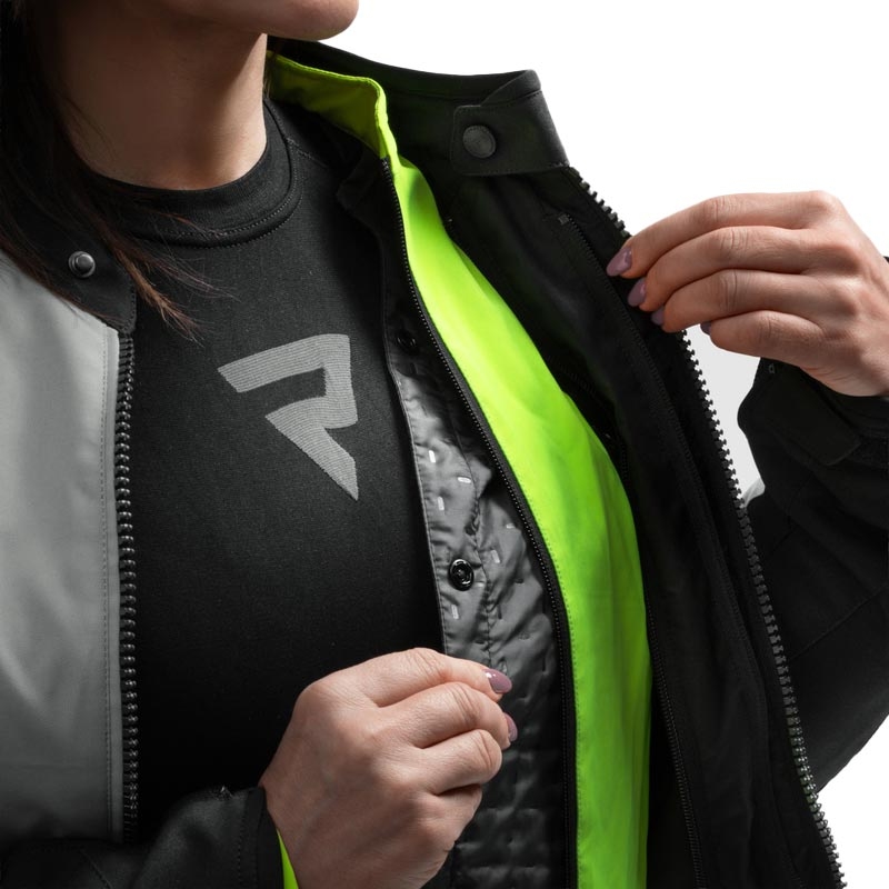 Ženska motoristična jakna Rebelhorn Swift svetlo sivo-fluo rumena