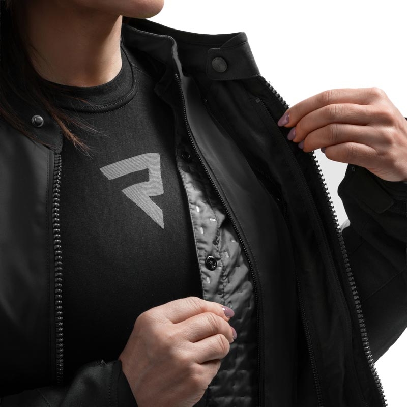 Ženska motoristična jakna Rebelhorn Swift črno-sivo-roza