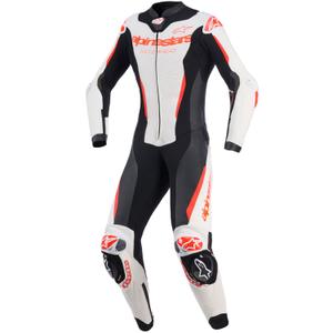 Ženski enodelni usnjen motoristični kombinezon Alpinestars Stella GP-R7 belo-fluo rdeče-črn