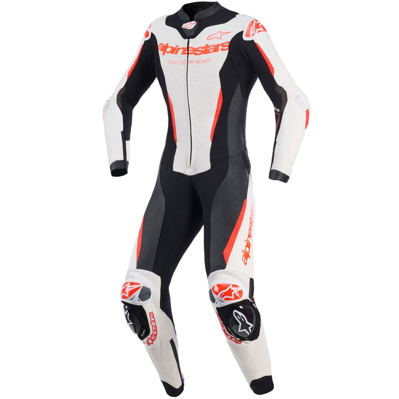 Ženski enodelni usnjen motoristični kombinezon Alpinestars Stella GP-R7 belo-fluo rdeče-črn