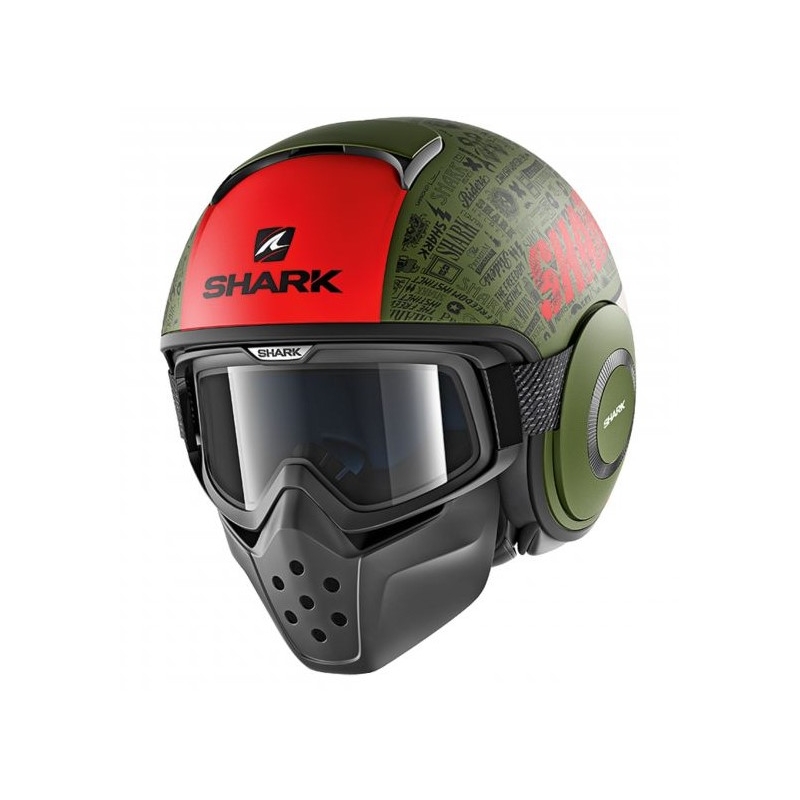 Odprta čelada SHARK DRAK Tribute Mat črno-zeleno-rdeča