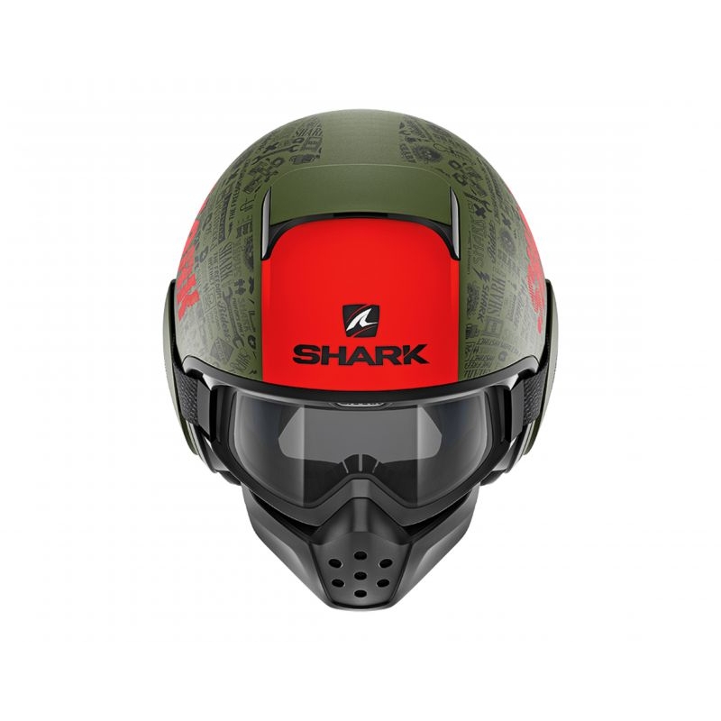Odprta čelada SHARK DRAK Tribute Mat črno-zeleno-rdeča