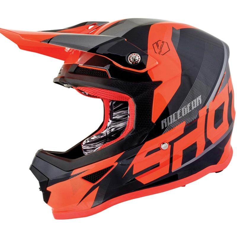 Motokros čelada Shot Ultimate black-fluo oranžna