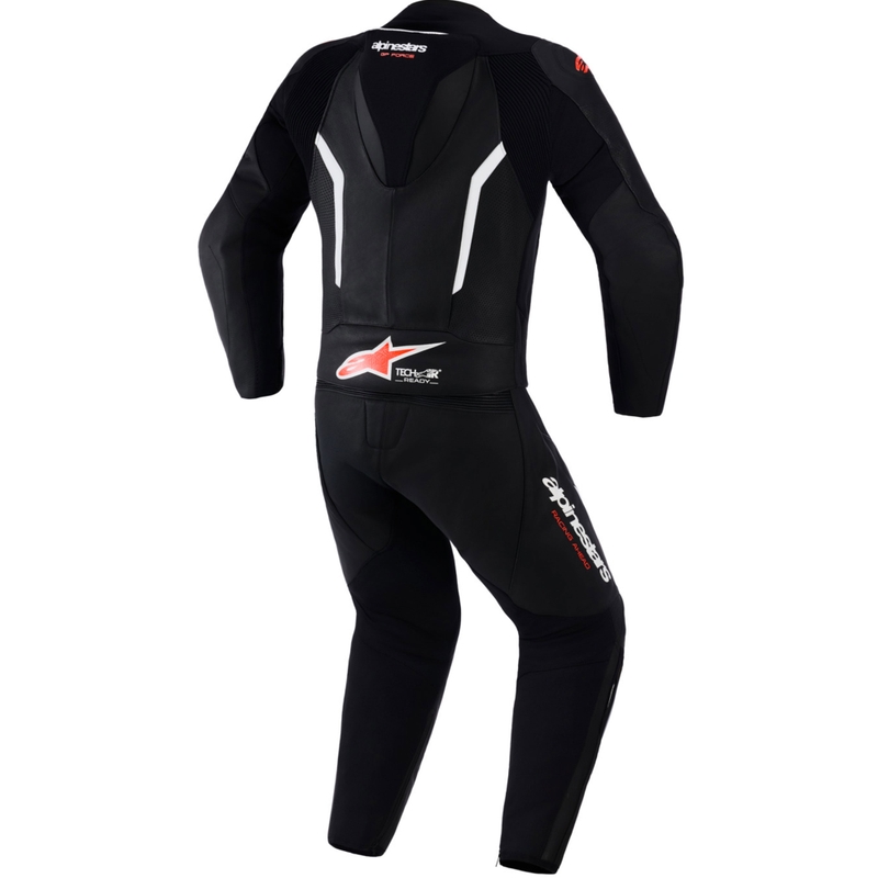 Dvodelni usnjen kombinezon Alpinestars GP Force V2 črno-belo-fluo rdeč