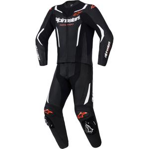 Dvodelni usnjen kombinezon Alpinestars GP Force V2 črno-belo-fluo rdeč