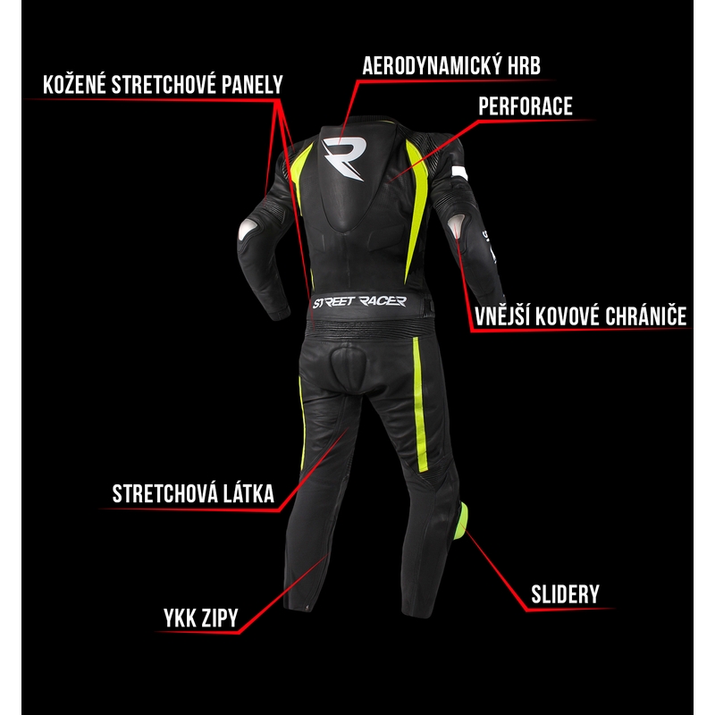 Pánská kombinéza Street Racer Fasttrack černo-bílo-fluo žlutá výprodej