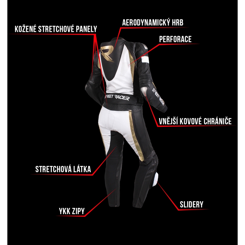 Dámská kombinéza Street Racer Kiara černo-bílo-zlatá