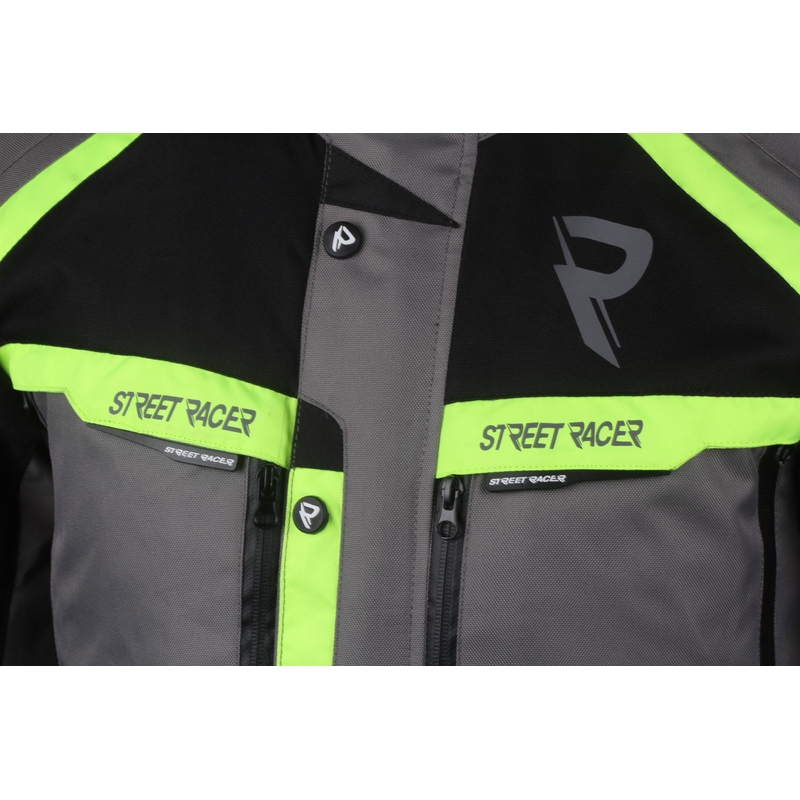 Street Racer Rocket sivo-črno-fluo rumena motoristična jakna razprodaja