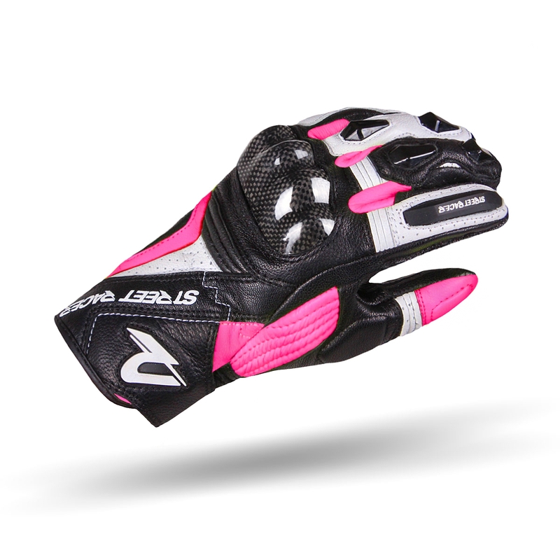 Ženske motoristične rokavice Street Racer XTR Black, White and Pink razprodaja