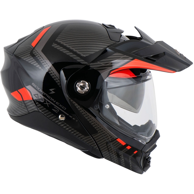 Motociklistična čelada Scorpion ADX-2 LEWIS z nagibom, črno-rdeča