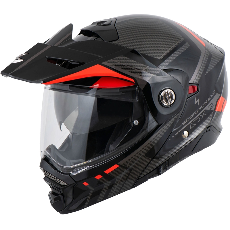 Motociklistična čelada Scorpion ADX-2 LEWIS z nagibom, črno-rdeča