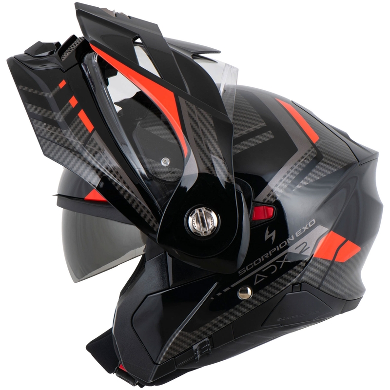 Motociklistična čelada Scorpion ADX-2 LEWIS z nagibom, črno-rdeča