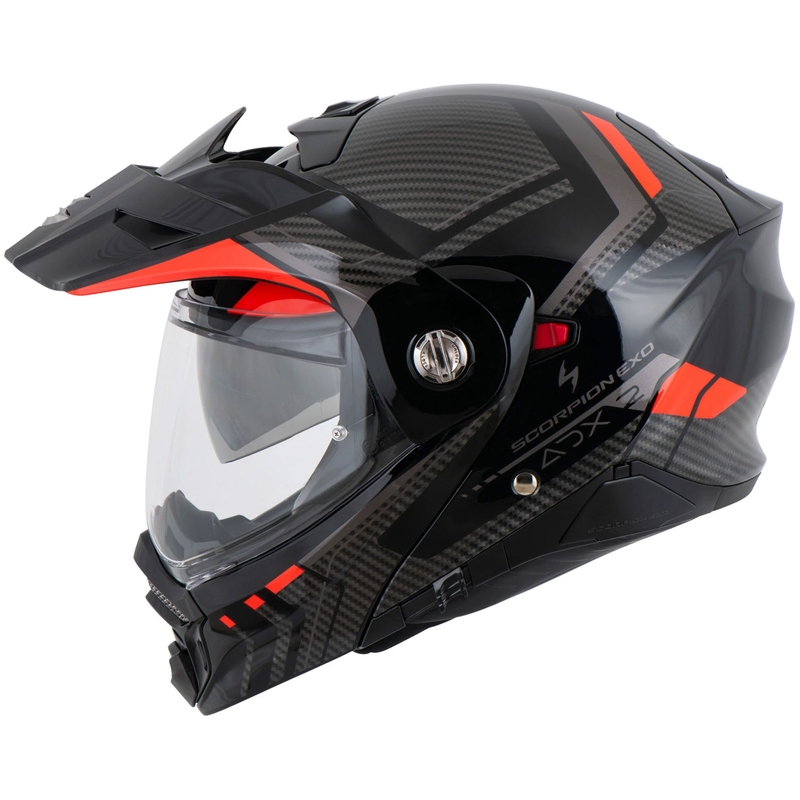 Motociklistična čelada Scorpion ADX-2 LEWIS z nagibom, črno-rdeča