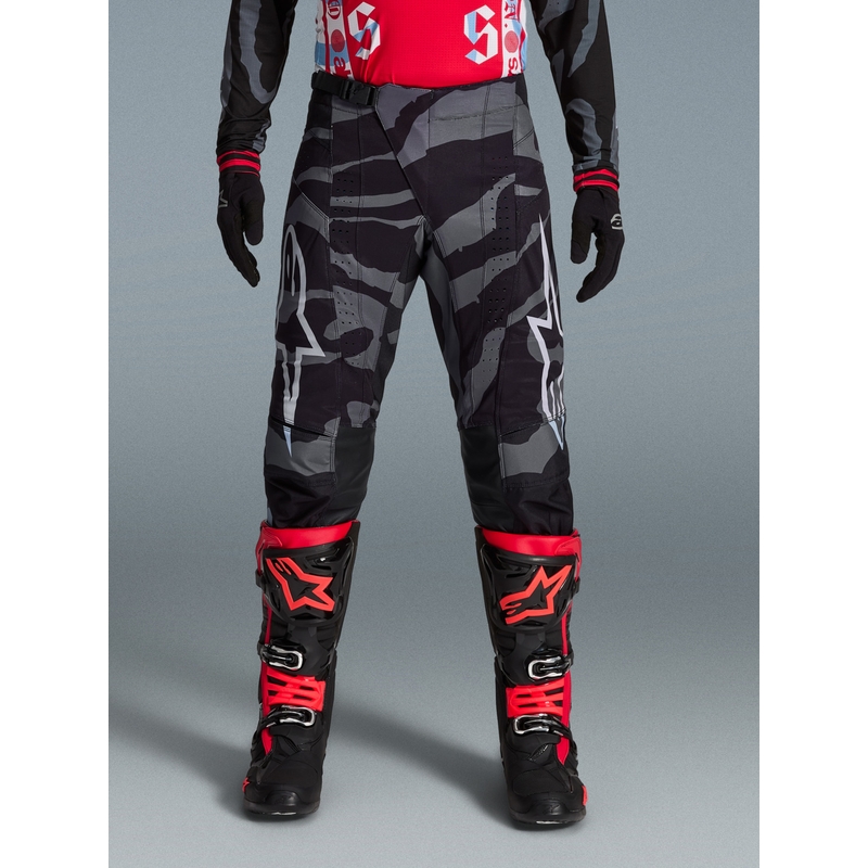 Motokros hlače Alpinestars Techstar Limited Edition Beast Coast sivo-črno-oranžne