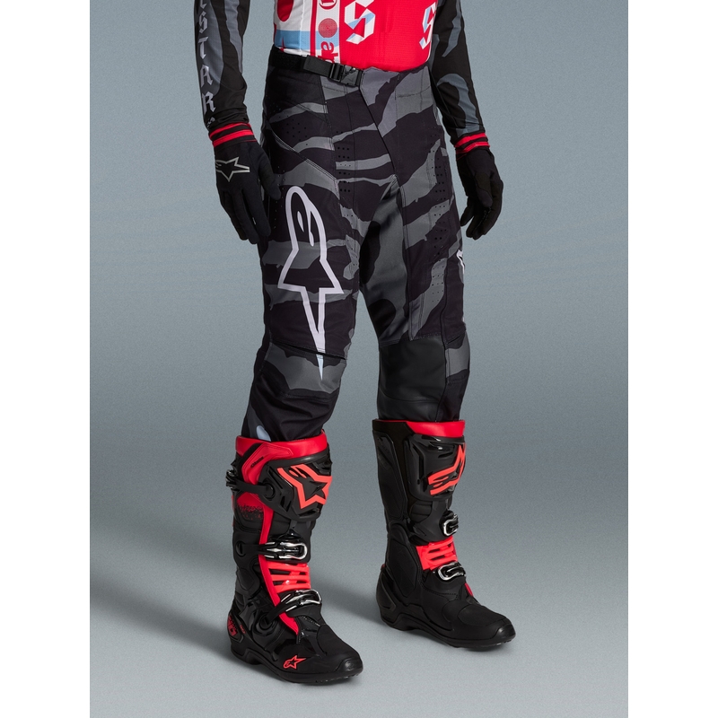 Motokros hlače Alpinestars Techstar Limited Edition Beast Coast sivo-črno-oranžne