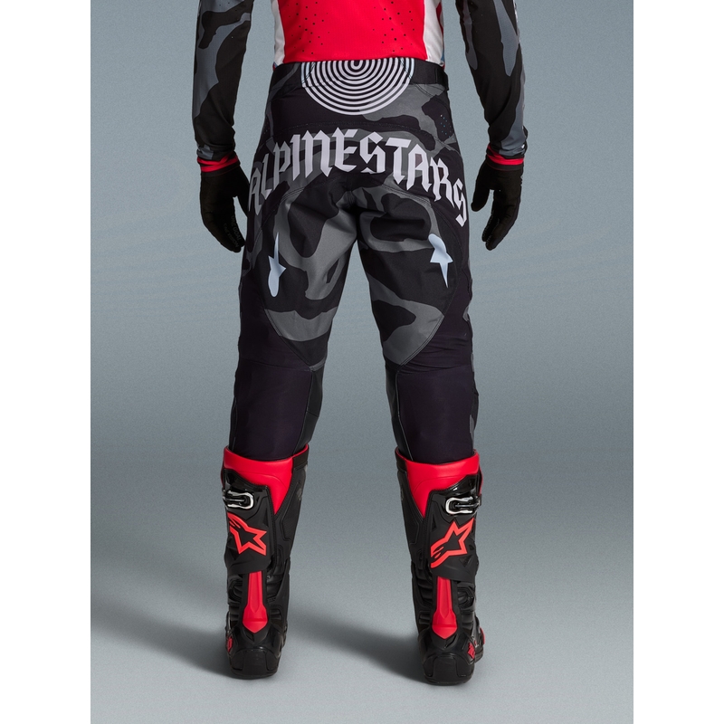 Motokros hlače Alpinestars Techstar Limited Edition Beast Coast sivo-črno-oranžne