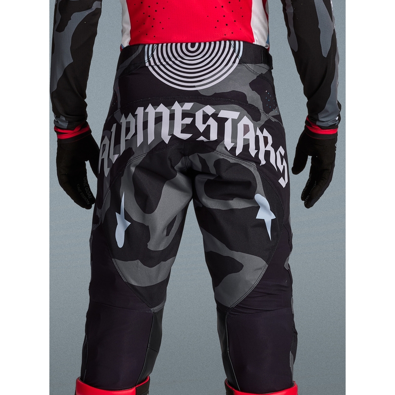 Motokros hlače Alpinestars Techstar Limited Edition Beast Coast sivo-črno-oranžne