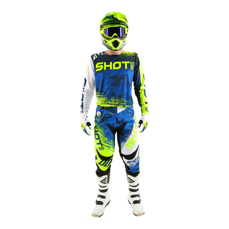 Motokros hlače Shot CONTACT Counter blue-fluo yellow