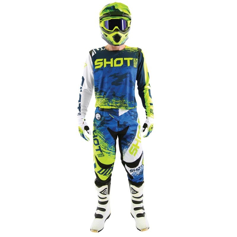 Motokros majica Shot CONTACT Counter blue-fluo yellow